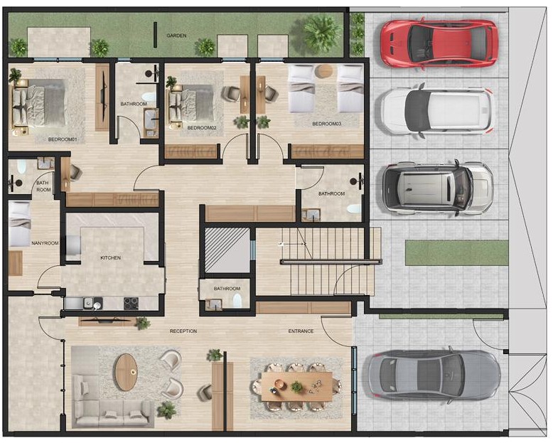 3-Bedroom Apartment Layout